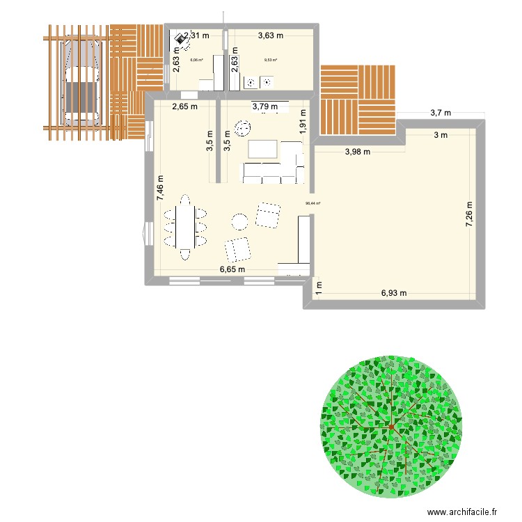 PLAN SAUBION. Plan de 3 pièces et 112 m2