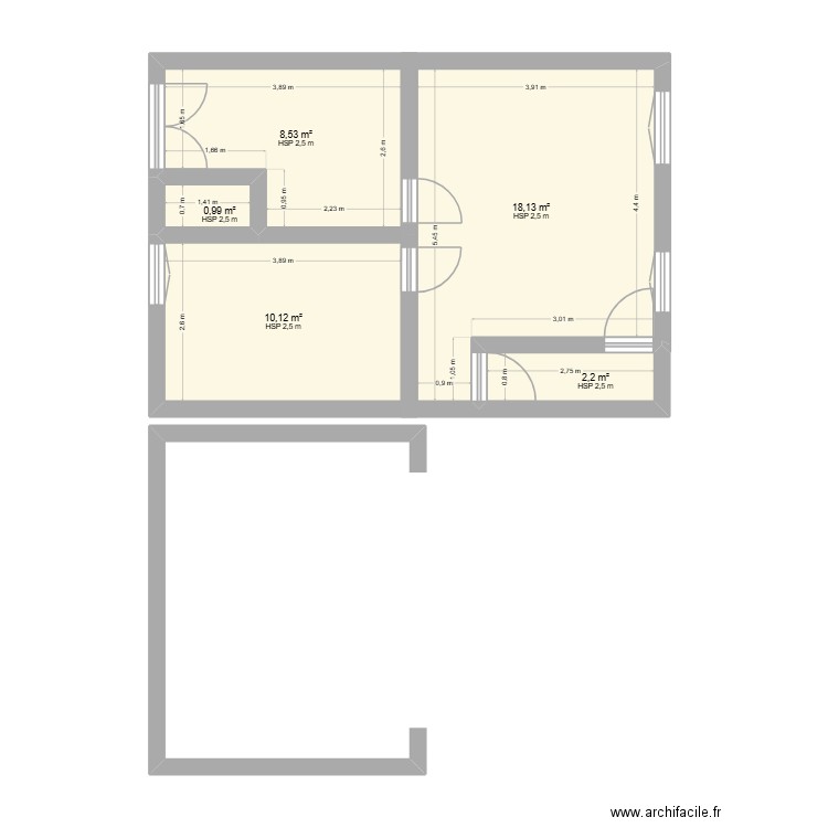 maison1. Plan de 5 pièces et 40 m2