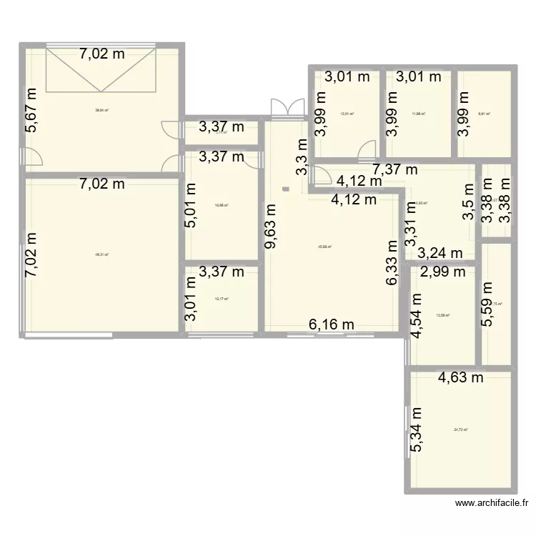 maison1. Plan de 14  et 269 m²