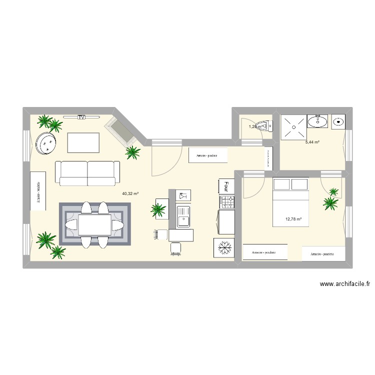 Appart achat Lolo. Plan de 4 pièces et 60 m2