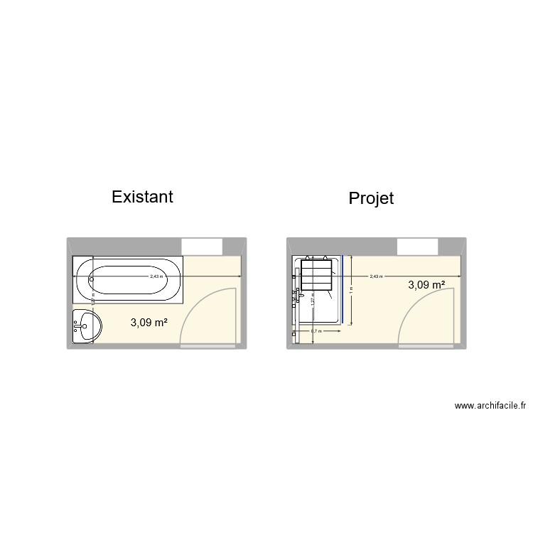 MULLER Viviane. Plan de 2 pièces et 6 m2