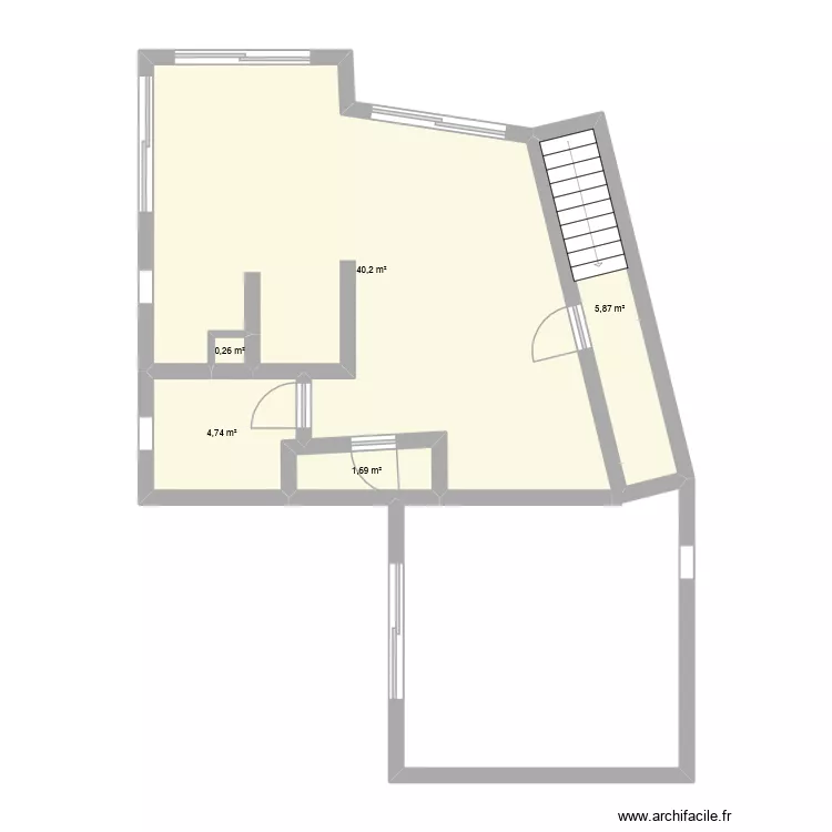 R+1 -250158. Plan de 5  et 53 m²