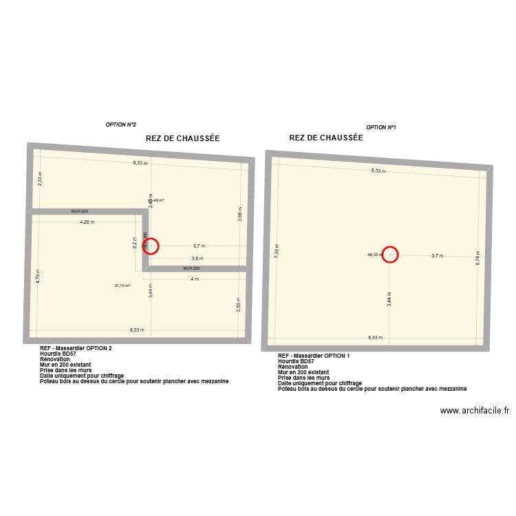 RDC MASSARDIER ROMANE. Plan de 3 pièces et 115 m2