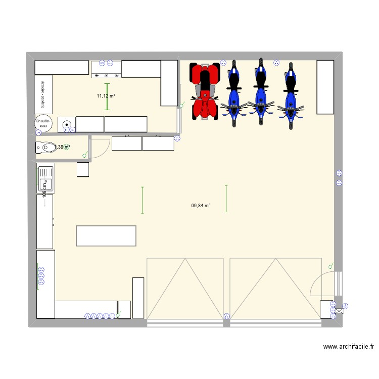  atelier 1. Plan de 3 pièces et 82 m2