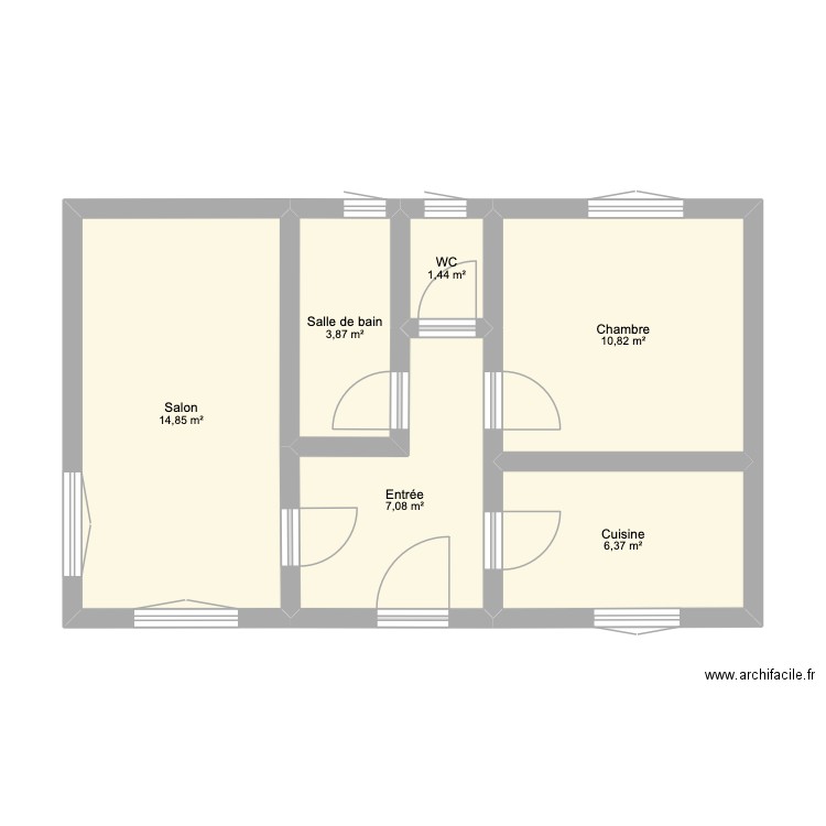 Maison actuelle. Plan de 6 pièces et 44 m2