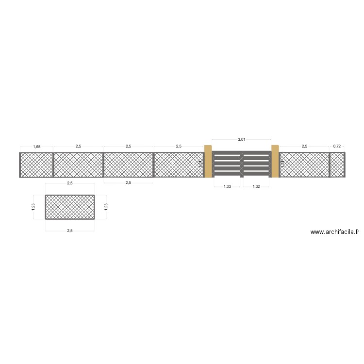 Clôture côté route. Plan de 9 pièces et 4 m2