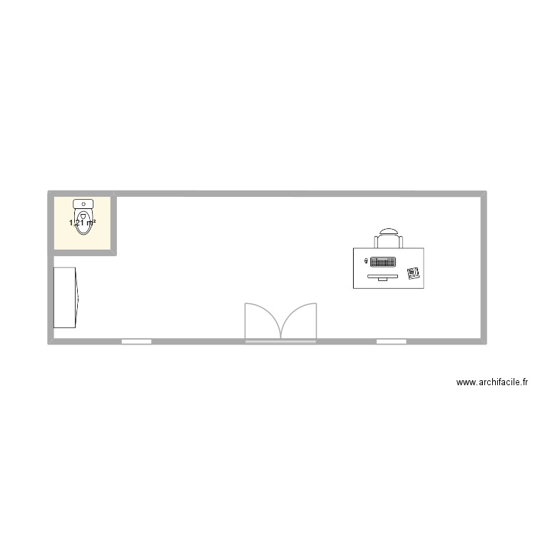Atelier. Plan de 1 pièce et 1 m2