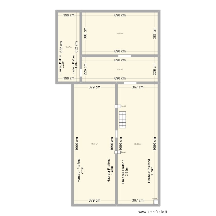 Collége Combles. Plan de 5 pièces et 136 m2