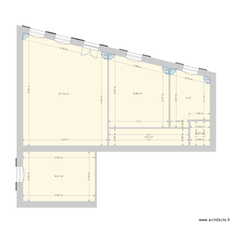 DELABRE. Plan de 6 pièces et 50 m2