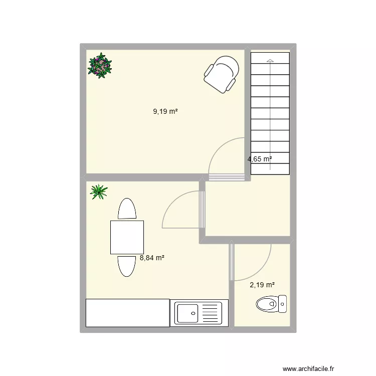 SS SOL. Plan de 4 pièces et 25 m²