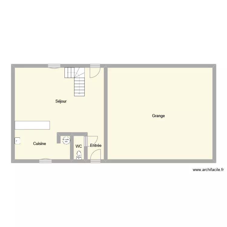 touratier rdc. Plan de 3  et 108 m²