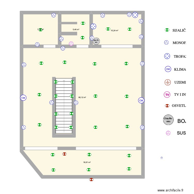 novi plan lokal. Plan de 5 pièces et 122 m2