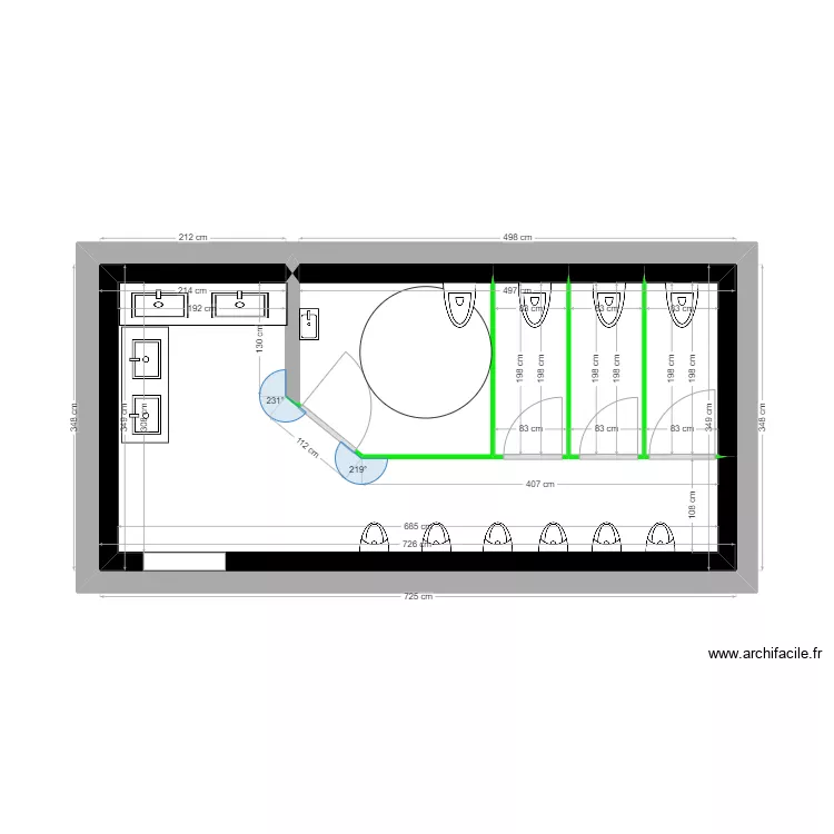 wc gar&ccedil;on bat C projet. Plan de 