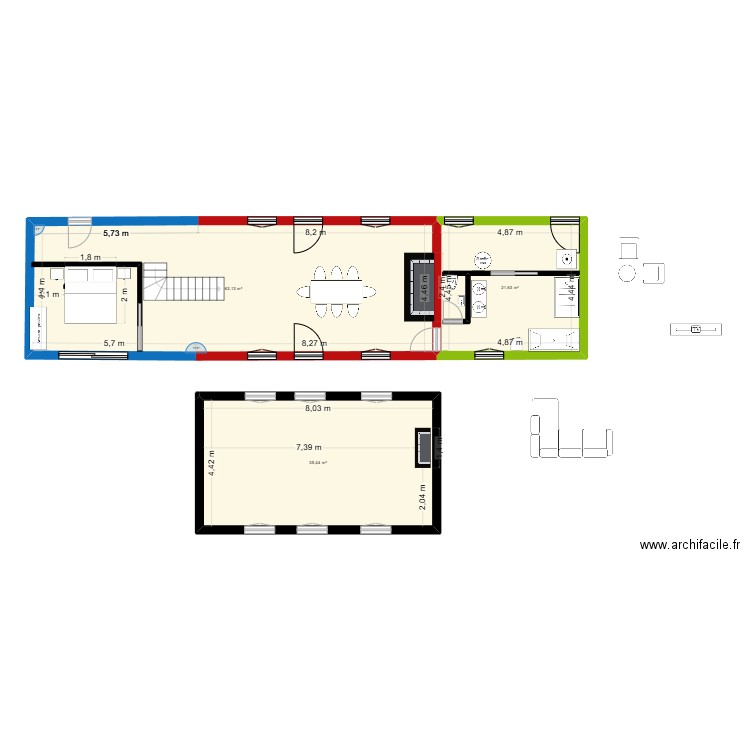 Buquet 1. Plan de 3 pièces et 119 m2