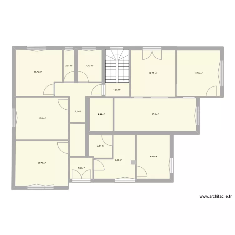 Plan Interieur 06/09 FINI AVEC OUVERTURES. Plan de 16 Pièces et 127 m²