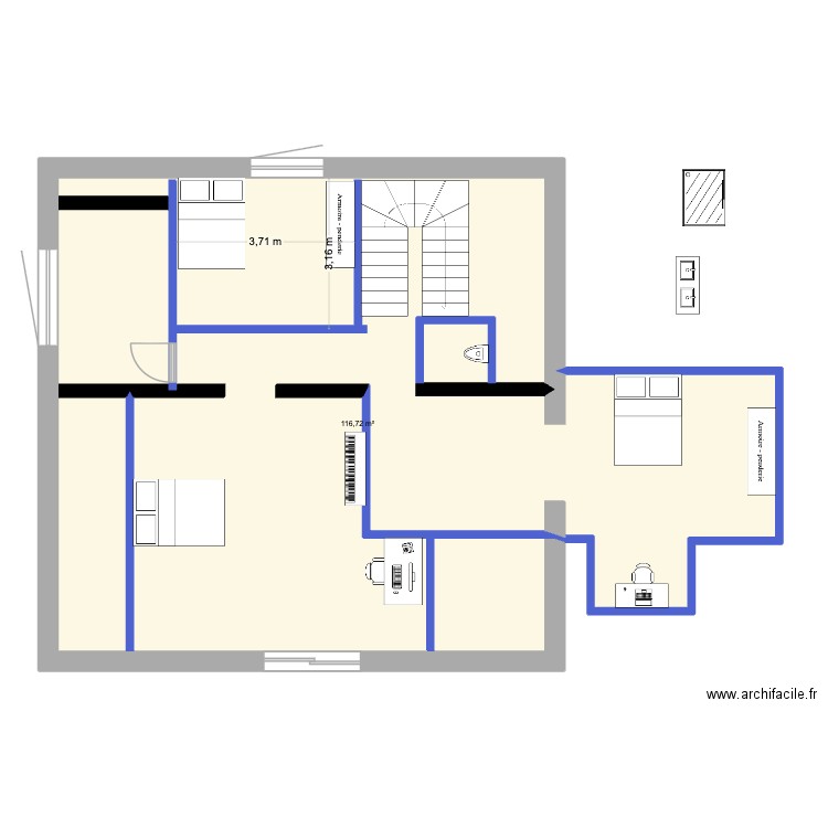 VALIOUD CHAMBRES ENFANTS. Plan de 1 pièce et 117 m2