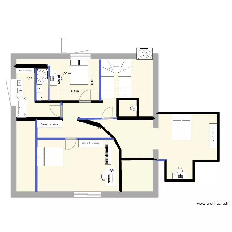 VALIOUD CHAMBRES ENFANTS. Plan de 1  et 112 m²