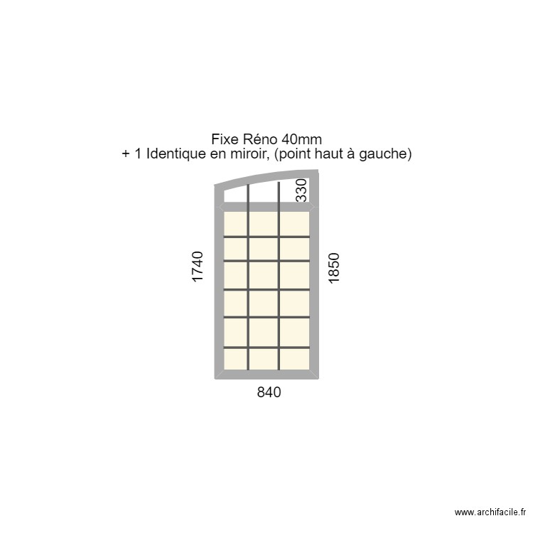 devis b&b fenêtre. Plan de 1 pièce et 1 m2