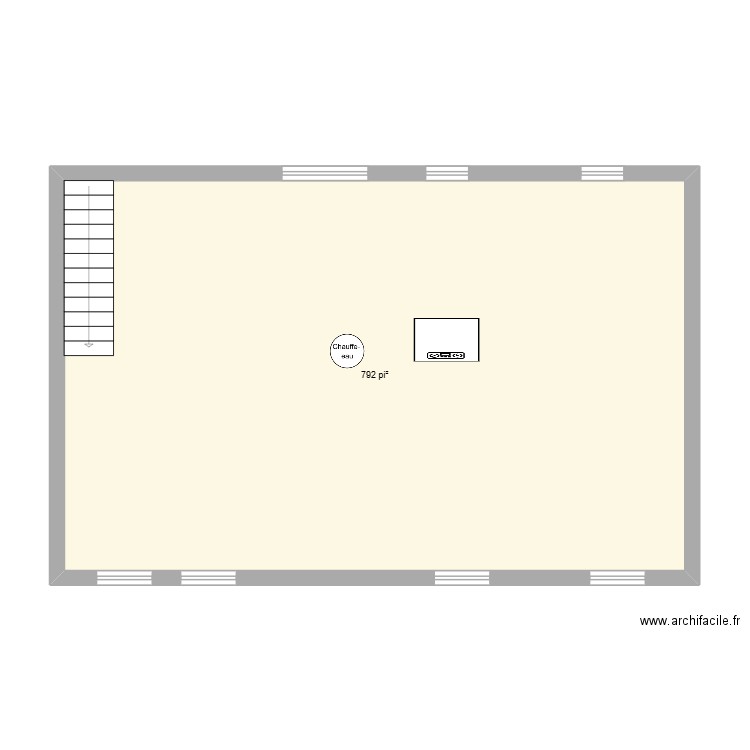 sous sol. Plan de 1 pièce et 74 m2