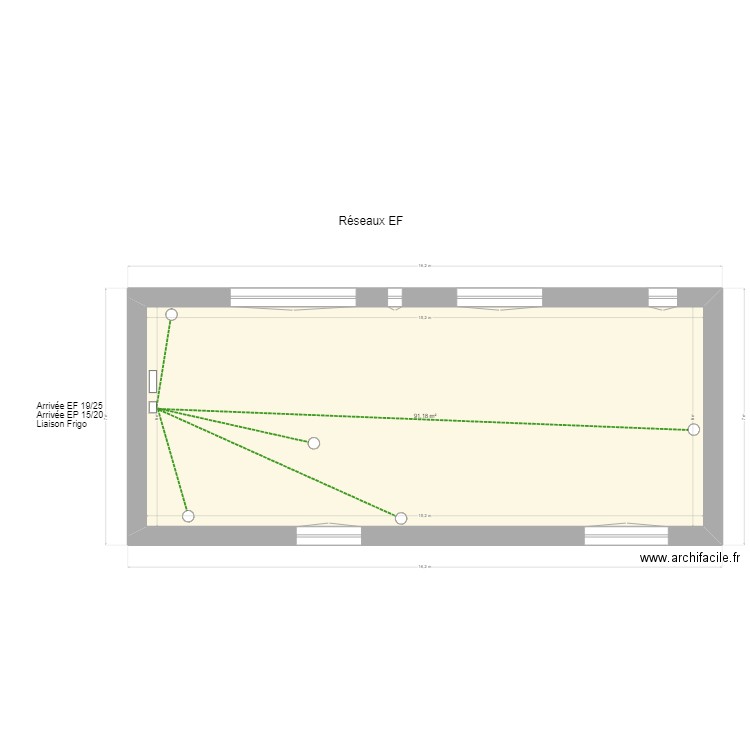 NEUVILLE RESEAUX EF. Plan de 1 pièce et 91 m2