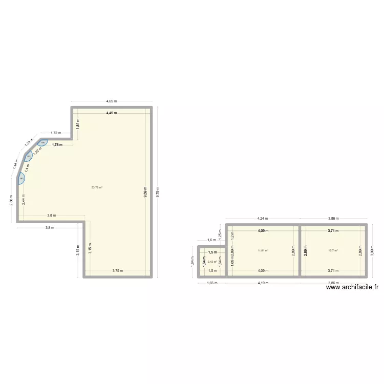 Terrasse. Plan de 4  et 79 m²