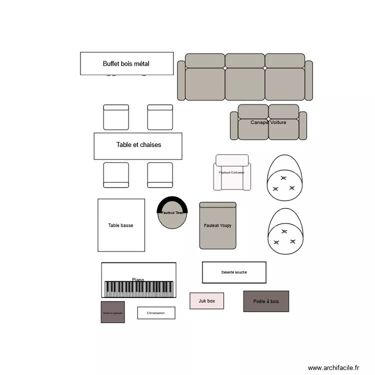 mobiliers rdc. Plan de 