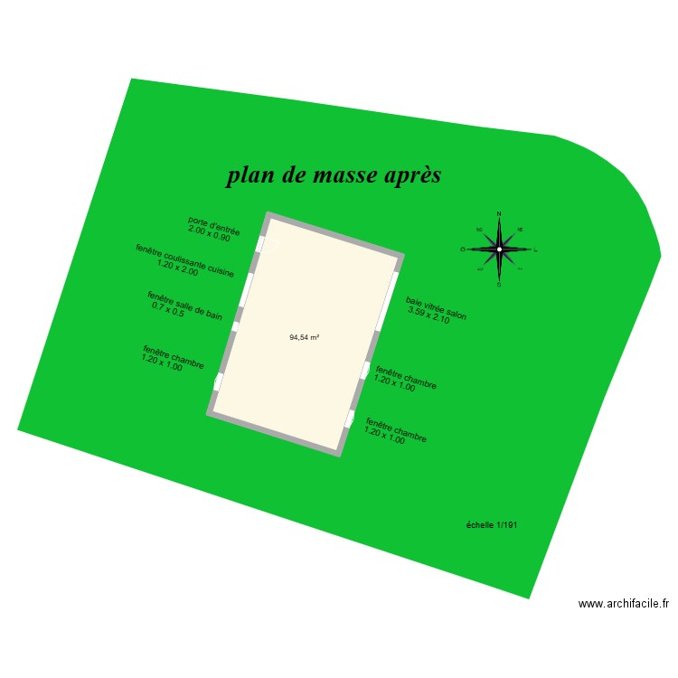 plan2. Plan de 1 pièce et 95 m2