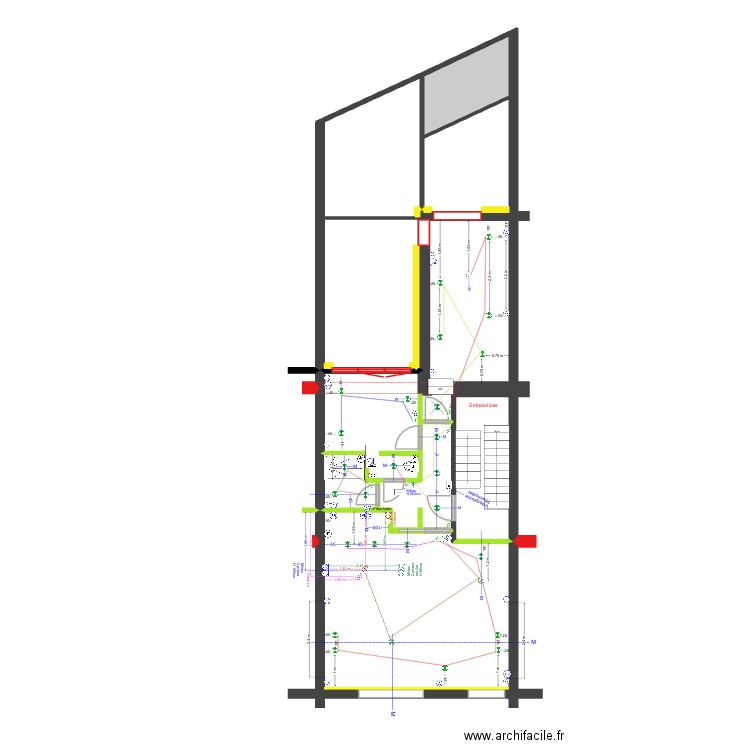 BAUCQ 77 2e étage Electricité. Plan de 8 pièces et 62 m2