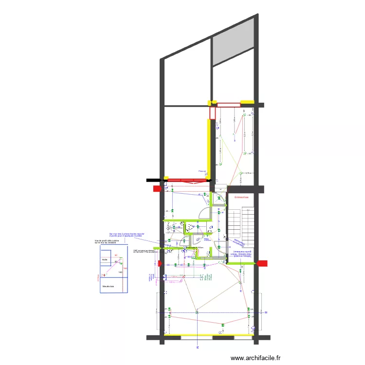 BAUCQ 77 2e &eacute;tage Electricit&eacute;. Plan de 8  et 62 m²