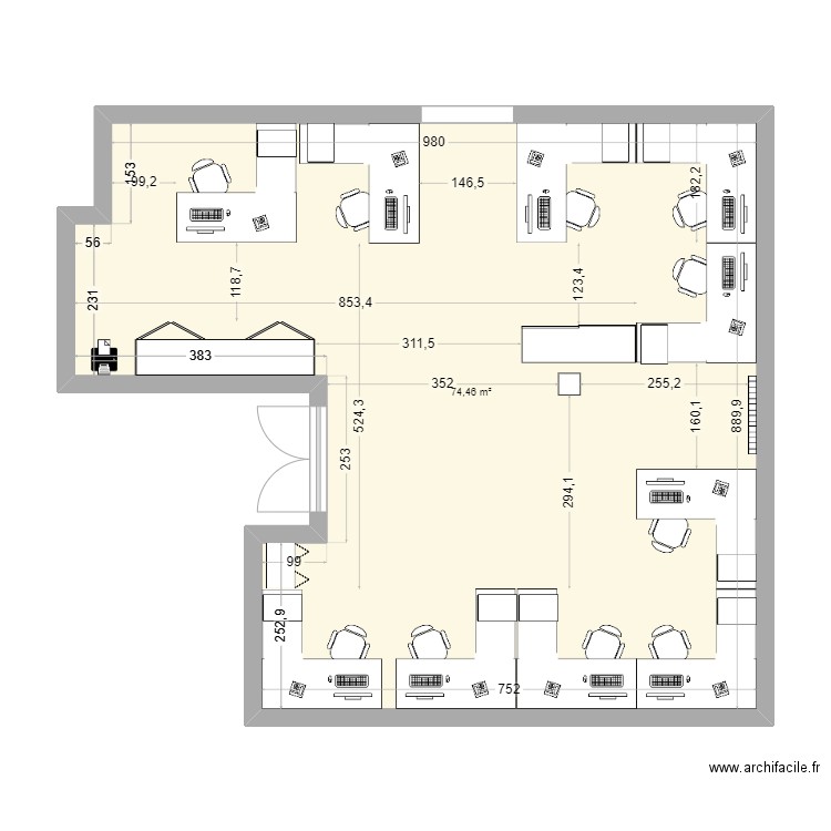 Bureau principal 10pl avec ouverture. Plan de 0 pièce et 0 m2