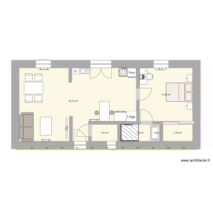 2tne fauve william. Plan de 5 Pièces et 52 m² 2tne fauve william. Plan de 5 Pièces et 52 m²