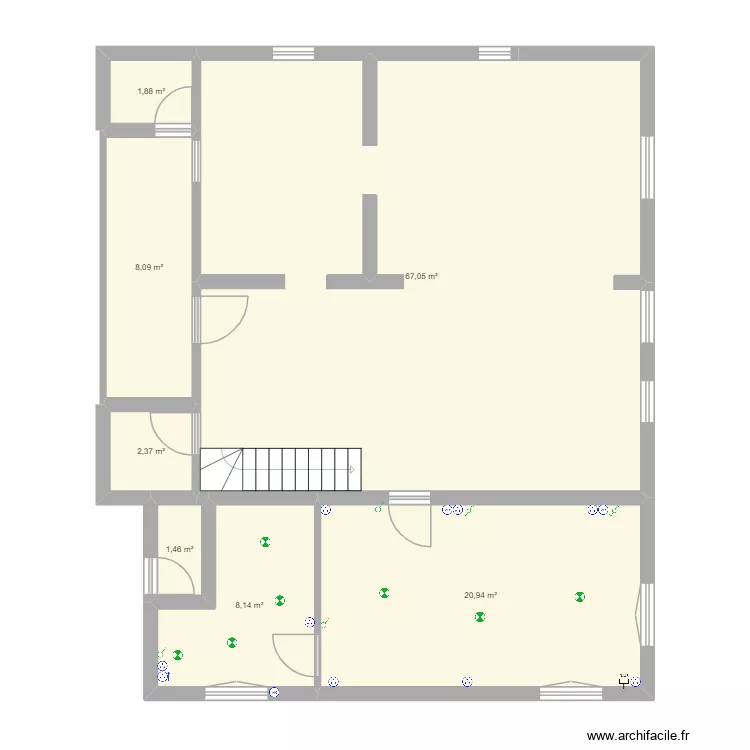 ATTIGNAT RDC. Plan de 7  et 110 m²
