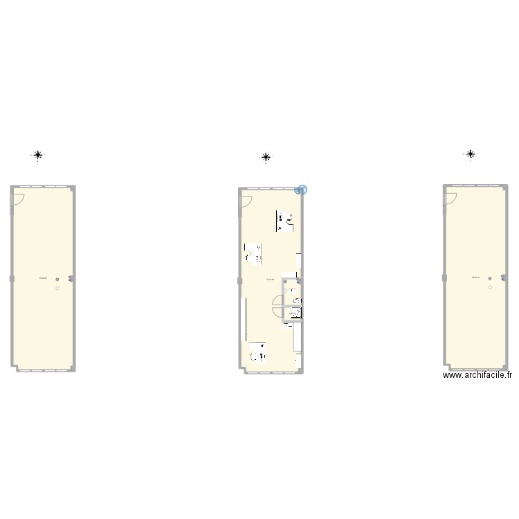 Bureaux dad. Plan de 4 pièces et 225 m2