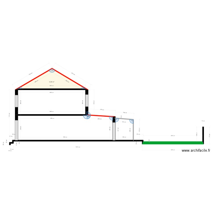 Plan de coupe. Plan de 0 pièce et 0 m2