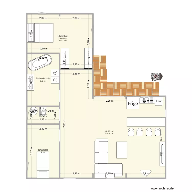 plan 04. Plan de 5  et 86 m²