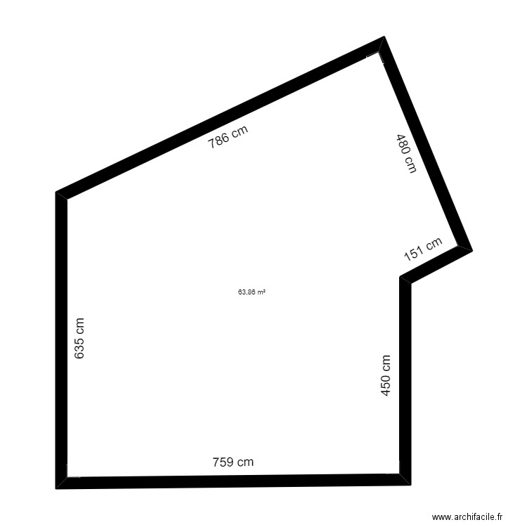 LANGONIER. Plan de 1 pièce et 64 m2