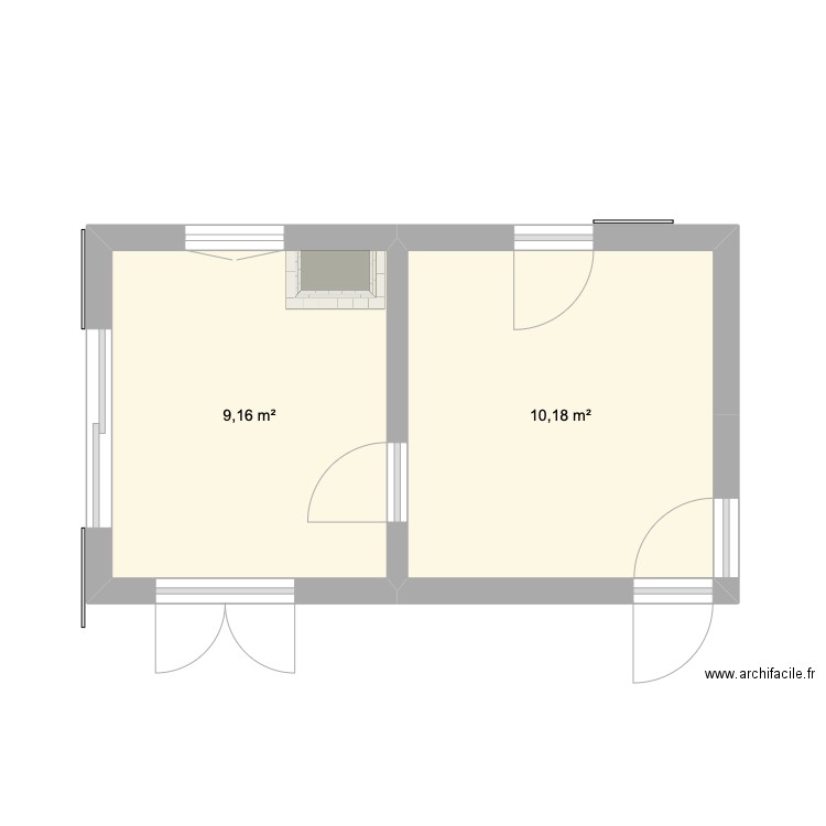 Cuisine 1. Plan de 2 pièces et 19 m2