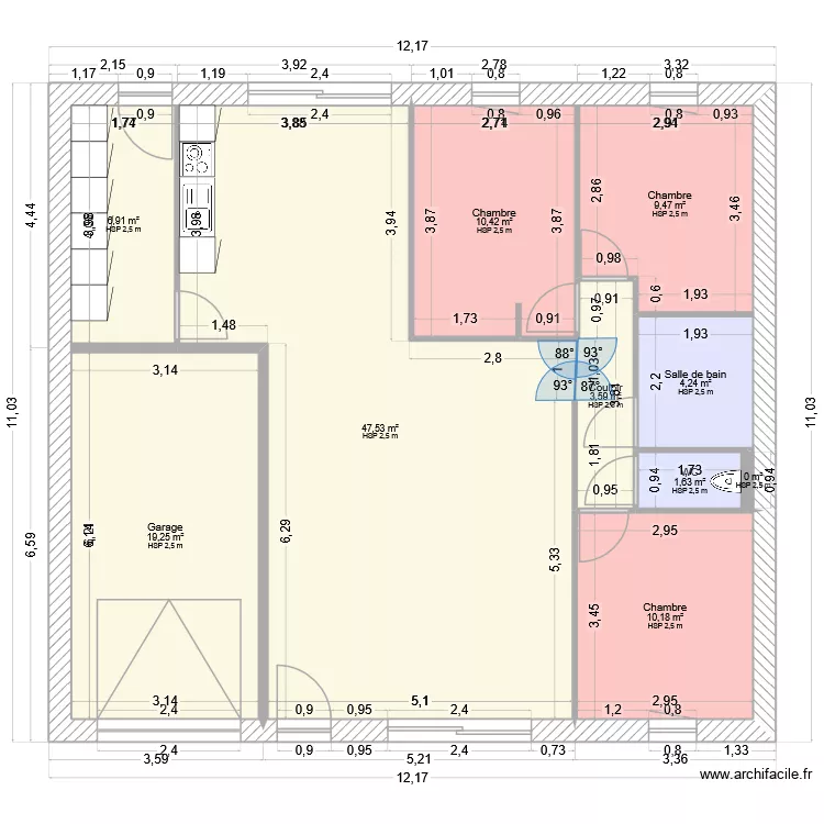 Cailloux suite. Plan de 10  et 113 m²