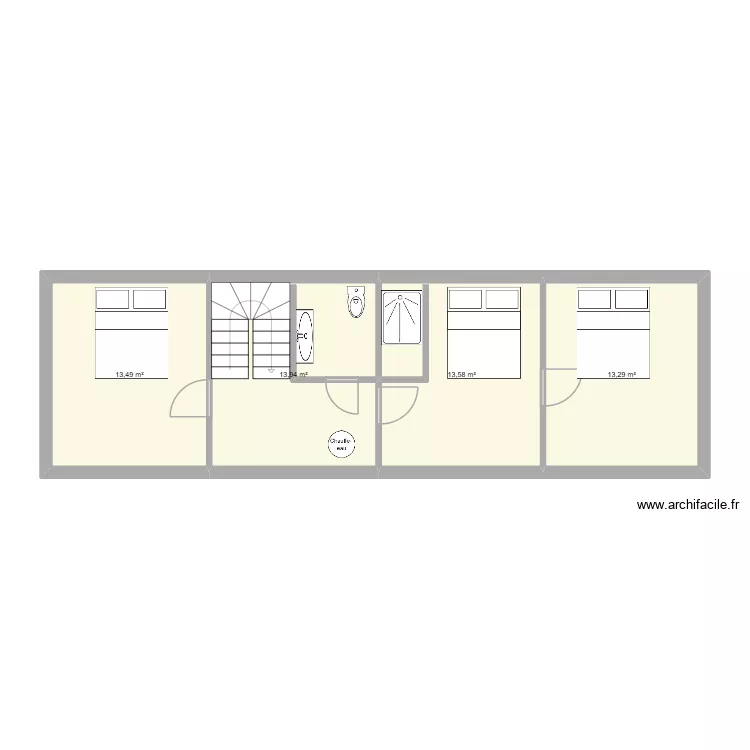Change comble. Plan de 4 pièces et 54 m²