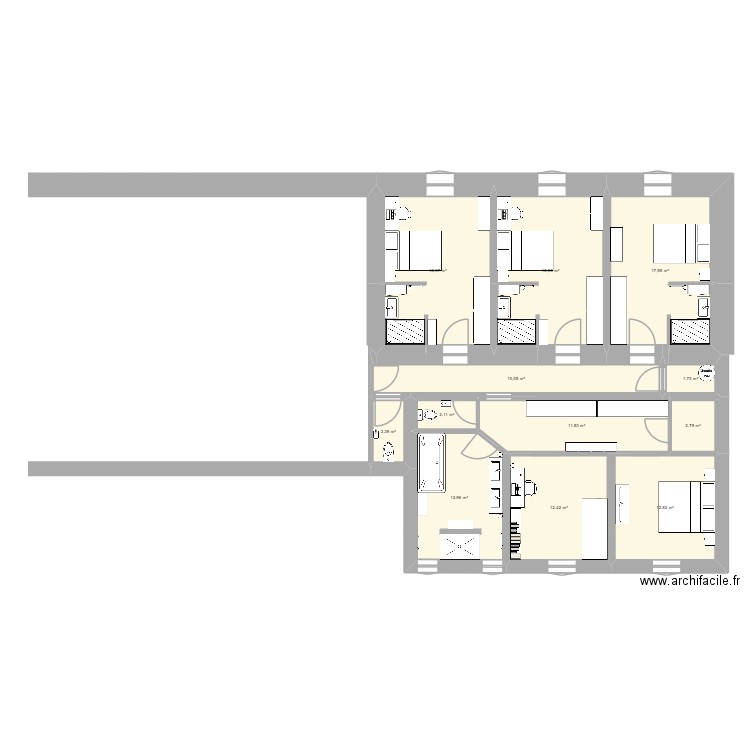 MAISON. Plan de 12 pièces et 125 m2