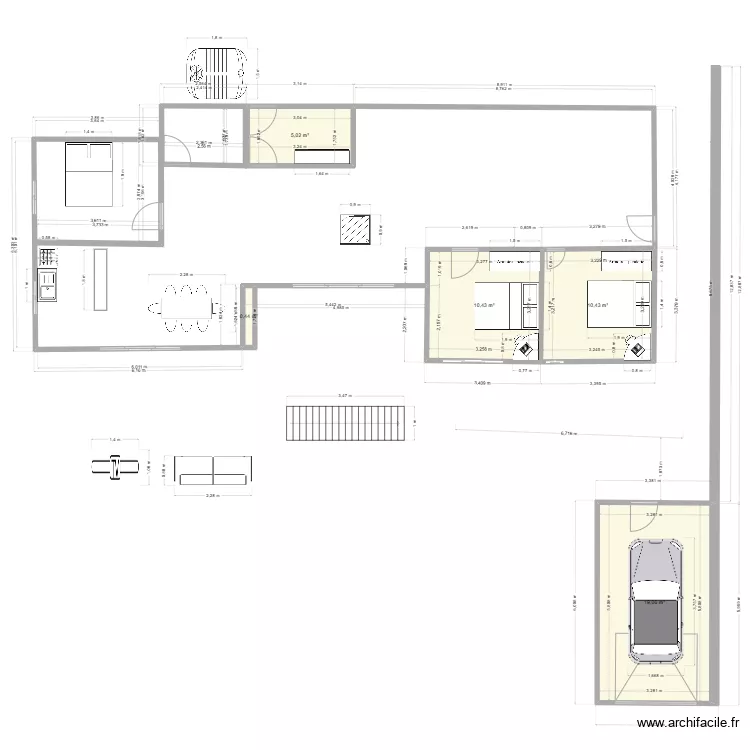 maison plage garage +deux chambre+ buanderie+jardin. Plan de 