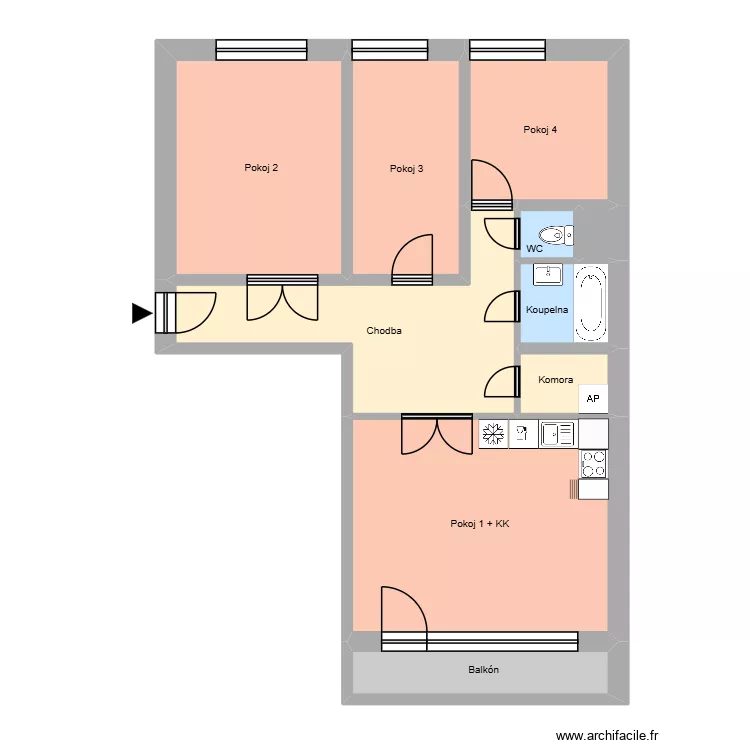 Hornick&aacute; 658, byt 1. Plan de 14  et 199 m²