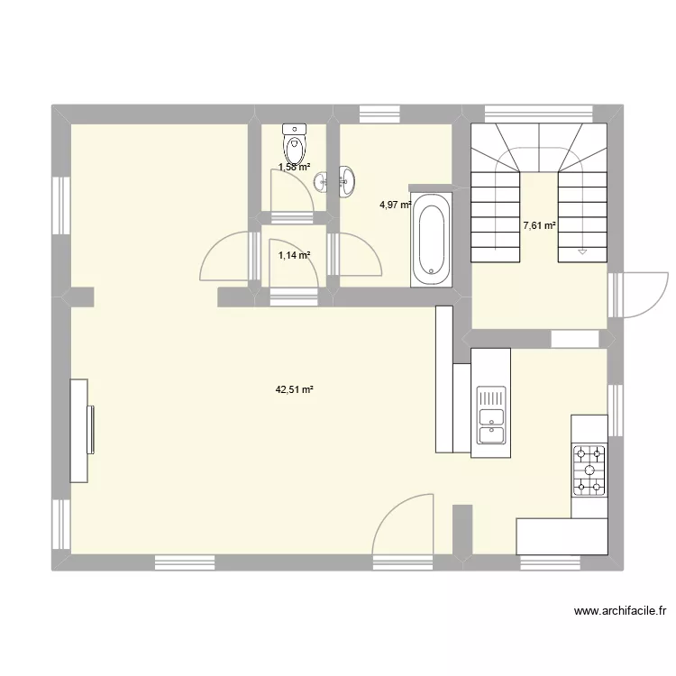 ACOSSE 3 RDC Logement 1. Plan de 5 Pièces et 58 m² ACOSSE 3 RDC Logement 1. Plan de 5 Pièces et 58 m²