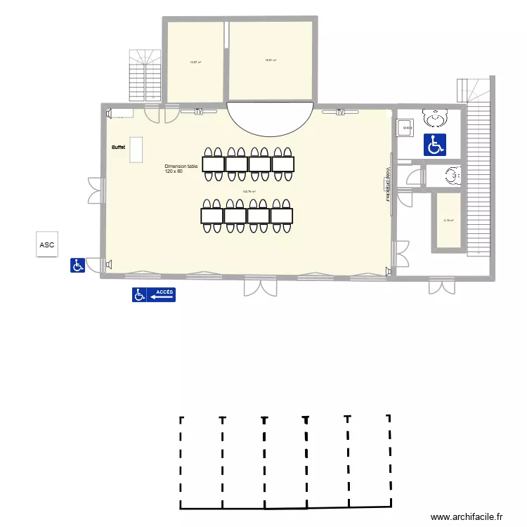 Proudhon avec 30 personnes en repas. Plan de 4 Pièces et 181 m² Proudhon avec 30 personnes en repas. Plan de 4 Pièces et 181 m²