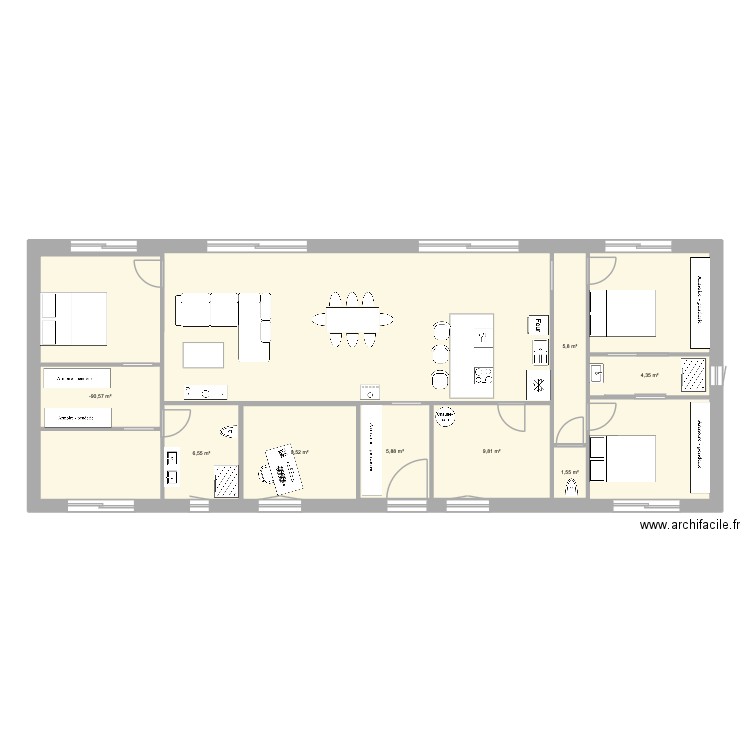 SCHAEFFER. Plan de 8 pièces et 50 m2