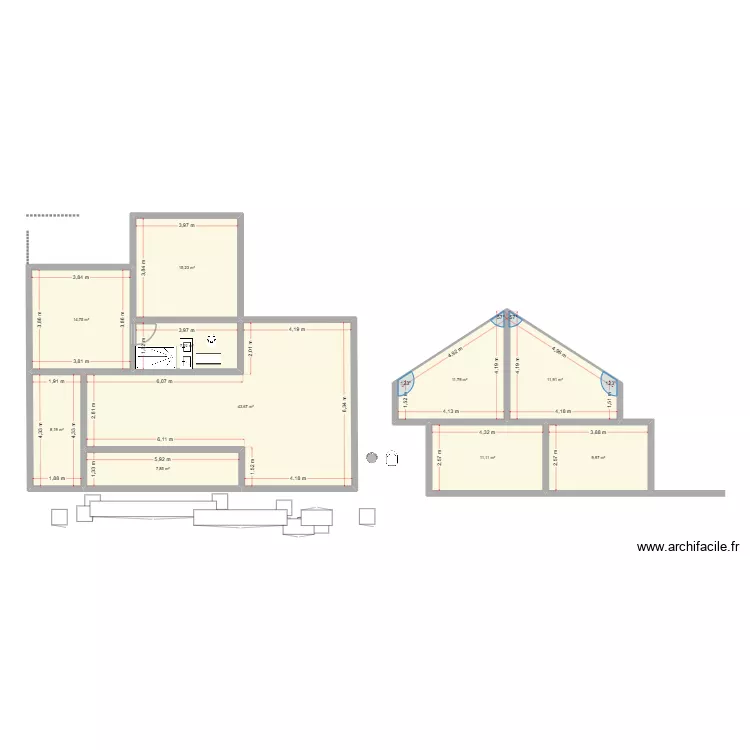 toiture coupee. Plan de 10 et 142 m² toiture coupee. Plan de 10 et 142 m²
