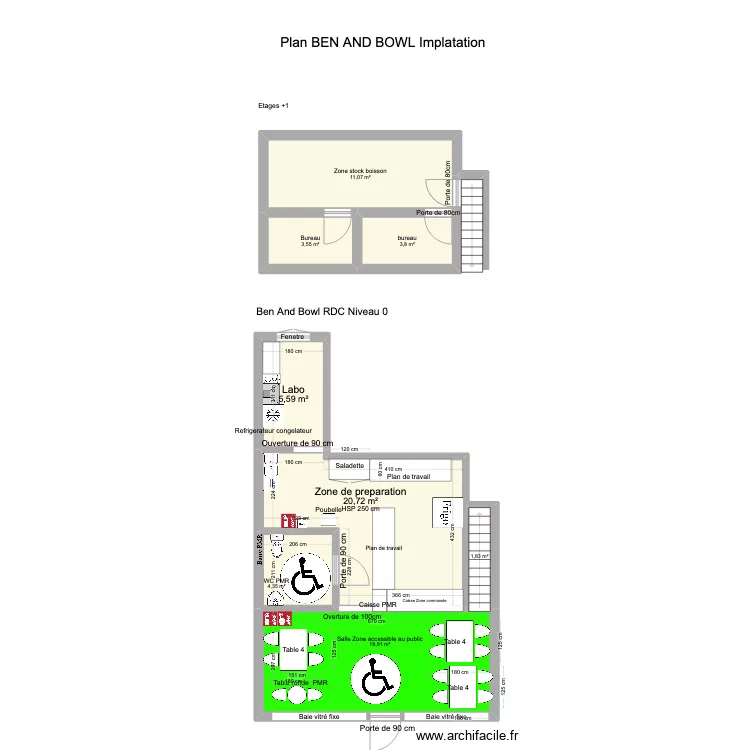 Plan BEN AND BOWL Implantation. Plan de 