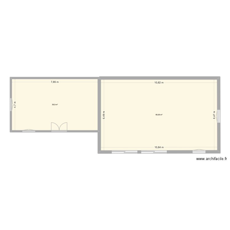 2 Dépendance. Plan de 2 pièces et 106 m2