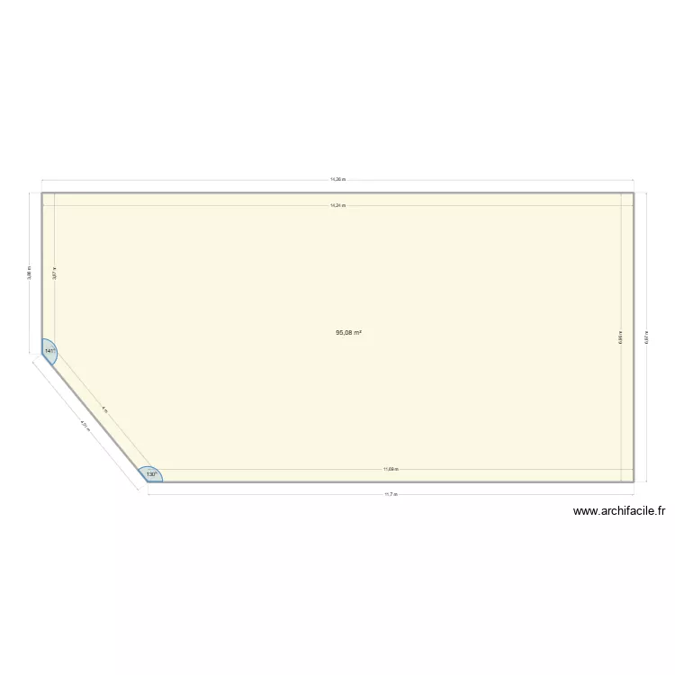 Bache piscine. Plan de 1 Pièce et 95 m²