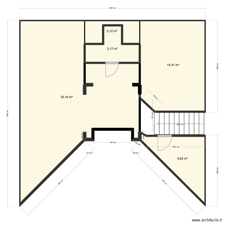 villa. Plan de 5 pièces et 58 m2